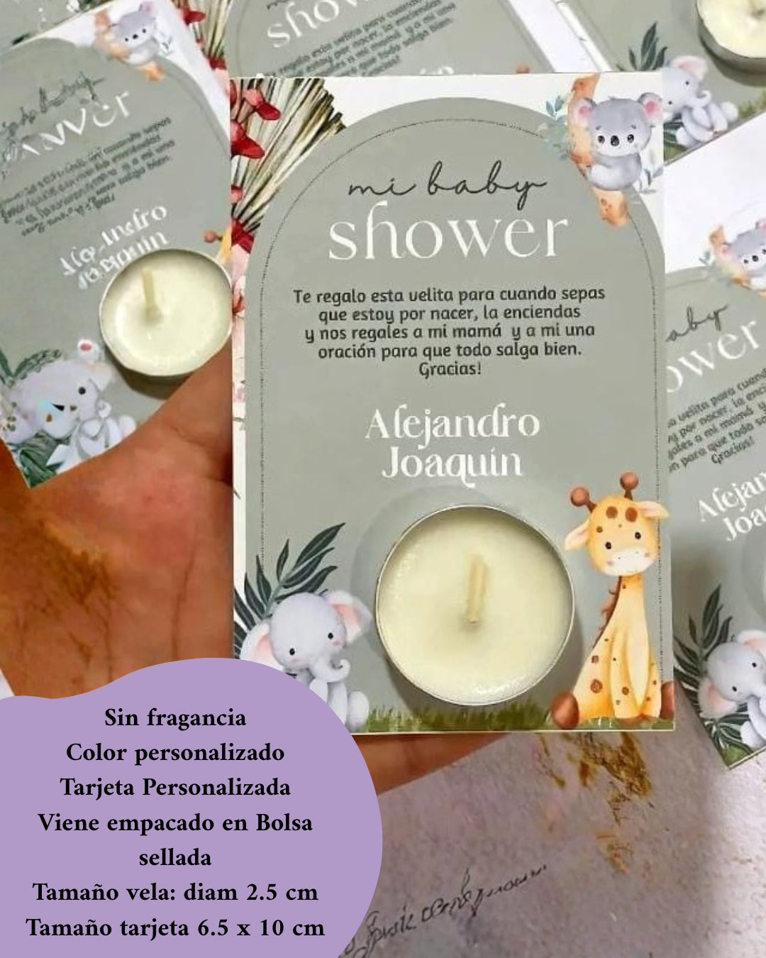 Vela de te en tarjeta